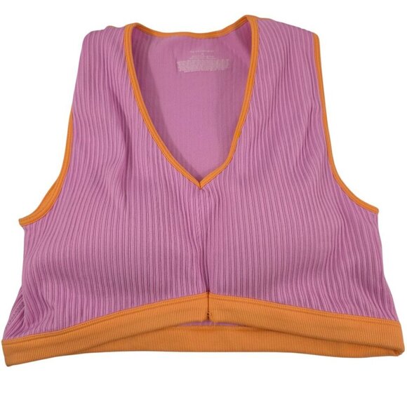 No Boundaries Seamless Retro Pink Ribbed Plunge Cobra Bralette – Size XL NWT - Picture 4 of 15